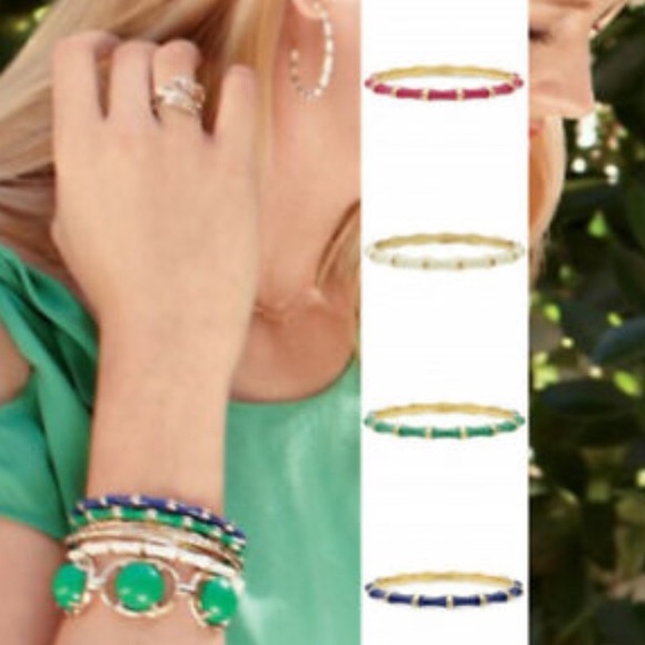 Stella & Dot | Dainty Gold Bangle🦢⚜️💫✨IVORY+Gold Julep Bangle Bracelet - Picture 2 of 7